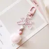 Estilo Ins Estilo Coreano Transparente Puntos de Polka Lazo Lanyard para Teléfono Móvil Llavero de Bola de Pelo Colgante para Bolso de Corazón