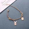 Pulsera de Amor con Temperamento de Conejo Lindo de Acero de Titanio de Una Sola Capa para Mujer Diseño de Nicho de Personalidad ins Estilo Frío Pulsera de Celebridad de Internet