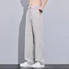 Jeans de Tencel para Hombre Verano Delgados Sueltos Pierna Recta Caída Pantalones Casuales de Seda Helada de Alta Gama Pantalones Largos