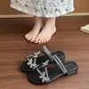 Vestido de Influencer de Moda y Hermoso 2026 con Pedrería, Sandalias de Vestir Populares de Verano para Mujer con Diseño de Mariposa, Nuevas Sandalias Planas para Uso al Aire Libre