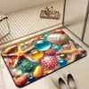 Tapete de Piso de Tierra de Diatomeas con Diseño 3D de Concha Marina y Estrella de Mar, Fuerte Absorción de Agua, Secado Rápido, Antideslizante, Tapete de Baño Colorido para la Entrada del Baño