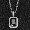 Hip-Hop Europeo y Americano Colgante de Piedra Preciosa de Color Cuadrado Sólido Marca de Moda Personalizado Circón Microincrustado Collar con Colgante para Hombre Venta al por Mayor