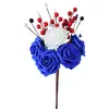 Arreglos Florales de Mesa Personalizados para el Día de la Independencia, Flores Rojas, Rosas Blancas y Azules al por Mayor Transfronterizo, y Ramos Ambientales para el Día de la Independencia