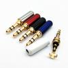 Plug de Fone de Ouvido Banhado a Ouro Áudio 3,5 Pequeno Três Vias Dois Canais com Braçadeira de Cabo Montado Tipo Solda de Fio 3 Seções Sem logotipo