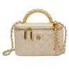 Bolso Caja Cadena de Diamantes Estilo Chanel para Mujer 2023 Nuevo Mini Cuadrado Pequeño con Bola Dorada Versátil Bolso de Hombro Portátil