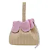 Nova Bolsa Feminina com Padrão Trançado, Bolsa de Mão Floral Doce, Bolsa de Mão Portátil com Cordão, Bolsa Simples de Ombro para Mulheres