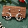 Pendientes de estrella y luna para mujer, ligeros, lujosos, con atmósfera navideña, borlas de nicho, chapados en oro y cobre, estilo dulce para otoño e invierno.