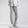 Pantalones drapeados de seda helada para hombre, de verano, finos, anchos, rectos, sueltos, para jóvenes, transpirables, casuales, de marca de moda, pantalones deportivos para hombre