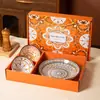 Juego de Platos Cerámicos Bohemios Transfronterizos, Tazones, Palillos, Vajilla, Regalos Pequeños, Souvenirs, Tazones Cerámicos para el Hogar, Cajas de Regalo
