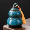 Horno cerámico tarro de té calabaza tamaño pequeño mini portátil portátil tarro sellado tarro de almacenamiento de crianza incienso tarro de medicina tarro vacío