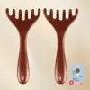 Pente de Massagem para Cabeça de Sândalo Natural Pente Meridiano Raspador de Nariz Massageador de Couro Cabeludo Pente de Madeira com Cinco Garras Massageador Pequeno Sapo Pente Pequeno