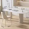 Mesa de Pedra Sinterizada de Luxo Leve para Casa Pequeno Apartamento Escritório Minimalista Moderno Mesa de Computador Estilo Creme Quarto Mesa e Cadeira Branca Pura