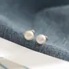 Pendientes de Perla Redonda Natural de Agua Dulce para Mujer, Versátiles y de Moda con un Toque de Lujo