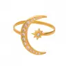 Rueda de la fortuna diosa de la luna circón 5A súper brillante anillo de apertura ajustable anillo cruzado de acero inoxidable sin decoloración en stock