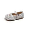 2026 Nuevos Zapatos de Princesa Estilo Coreano para Niñas para Combinar con Vestidos, Mocasines Plateados Infantiles, Zapatos para Bebé Niña