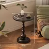 Mesa redonda pequena vintage para sala de estar, mesinha de centro, mesa lateral retrô estilo francês para uso doméstico, prateleira de varanda em ferro forjado