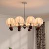 Lustre Retrô Francês para Sala de Estar Lâmpada Principal de Sala de Estar em Tecido Estilo Antigo Nanyang Estilo Silencioso Lâmpada de Sala de Jantar em Noz