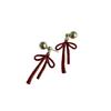 Brincos de Pendurar nas Costas para Mulheres de Verão, Brincos Ankora com Laço Vermelho e Pérolas, Luxo Acessível Único, Brincos de Alta Qualidade e Elegantes