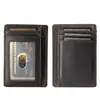 1040 Fabricante Transfronterizo para Hombre Primera Capa Cuero de Vaca Crazy Horse con Aceite y Cera Billetera para Tarjetas Retro Europea y Americana de Cuero Genuino Portatarjetas de Crédito