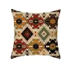 Funda de almohada estilo étnico transfronteriza 2026 con estampado a rayas en tela de piel de melocotón para sofá del hogar, funda de cojín vintage para sala de estar