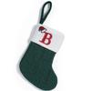 Medias navideñas de punto con decoración transfronteriza, medias navideñas verdes con letras creativas bordadas y colgante, bolsa de regalo