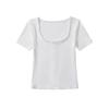Camiseta de manga corta para mujer, estilo Spice Girls, ajustada, con cuello cuadrado y color liso, novedad de verano de 2025