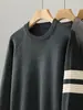 Suéter redondo estilo americano para hombre, nuevo modelo otoño 2026, bloques de color a rayas, corte holgado, tejido casual versátil para hombre