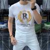 Camiseta de Manga Curta para Homem Verão 2023 com Bordado de Lantejoulas, Gola Redonda Slim Fit, Venda Direta da Fábrica, Moderna e Versátil