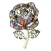 Broche de Rosa de Aleación de Alta Gama Resistente con Pedrería para Mujer, Colorido y de Moda, Pin para Ropa Incrustado con Diamantes, Joyería