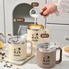 Taza Panda de Acero Inoxidable 304 con Tapa y Popote para Hogar Oficina Estudiantes Taza de Café de Gran Capacidad