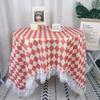 Mantel de encaje a cuadros estilo ins popular en internet al por mayor de fábrica, mantel para mesa de centro de estudiante, sala de estar nórdica, tapete de escritorio para niñas