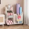 Cesta de almacenamiento para tapete de yoga cesta de almacenamiento para equipo de fitness cesta de almacenamiento para equipo deportivo con ruedas para colocar raquetas de bádminton en el hueco y mover
