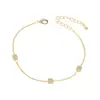 Chapado Electrolítico en Oro Real Zirconia Microincrustada Joyería de Mano Elegante Diseño de Nicho para Mujer Pulsera Geométrica Cubo de Azúcar Pulsera Estilo Ins