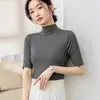 H999 Primavera/Verão Novo Modal Manga Curta Slim Fit Camiseta Básica Manga Curta Manga Média Versátil Cor Sólida Top para Mulheres