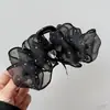 Clip de Pinza de Garra de Burbuja Corazón Estrellado Estilo Nuevo 2025 Pinza de Pelo Elegante con Lazo Negro para Moño en la Parte Posterior de la Cabeza Clip de Tiburón