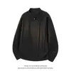 Sudadera Henley para hombre, casual, textura plisada, manga larga, corte holgado, jersey versátil de color liso para primavera y otoño