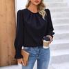 ¡En stock! Especialmente Diseñado para Exportación Transfronteriza Temu Ropa de Mujer 2024 Amazon Verano Nuevo Tops de Color Puro Camisas de Manga Larga