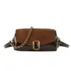 Nova bolsa quadrada pequena patchwork color-block retrô 2026, bolsa transversal feminina de veludo com corrente da moda, bolsa de ombro versátil e bolsa de axila