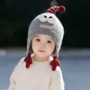 Gorro de Bebé Otoño e Invierno Cálido Engrosado Tejido con Protección para los Oídos para Niños y Niñas Lindo a Prueba de Viento de Dibujos Animados de Lana