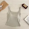 Camisola de Lyocell con cuello cuadrado y hombros anchos para mujer con copas, disimula los bultos laterales, adecuada para usar en capas o sola, top base adelgazante