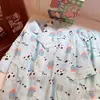 Pijama Dulce Estilo Japonés con Estampado de Dálmata Azul para Mujer, Verano Manga Corta Shorts, Se Puede Usar Afuera, Conjunto de Dos Piezas, Ropa de Casa para Estudiantes