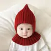 Chapéu de bebê para outono e inverno, chapéu de orelha de tricô versátil unissex para bebê, chapéu de lã infantil quente e à prova de vento