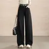 Moda Retrô Jeans de Perna Larga Soltos Emagrecedores Femininos Outono 2026 Novo Cintura Alta Elegantes Caídos Calças de Perna Reta Tendência