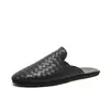 Pantuflas Cerradas Tejidas a Mano de Cuero Genuino para Hombre, Mocasines de Cuero de Suela Blanda para Exteriores, Zapatos Cerrados Casuales de Moda que Se Pueden Usar Afuera