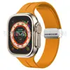 Para Apple Watch S8 7 6 5 Ultra Apple 1ª-8ª Geração Apple Fivela Magnética Dobrável Pulseira de Silicone