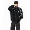 Cardigan Hoodie Listrado Versátil Estilo Academia Americana Casual Masculino Tendência Solto Marca Jaqueta Esportiva Roupa Externa Gola Alta Color Block