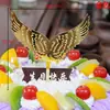 Enfeites Decorativos para Bolo Acrílico Simples Cartão de Feliz Aniversário em Inglês e Enfeites de Bandeira