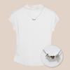 Nova Moda Feminina 2026, Blusa Feminina de Gola Meia-Alta, Camiseta Feminina de Manga Curta Estilo Primavera, Design Elegante com Ombros Normais, Mangas Flare, Ajuste na Cintura, Efeito Emagrecedor