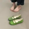 Sapatos Mary Jane Planos Estilo Francês para Mulheres, Novidade Primavera e Verão 2026 Sapatilhas Planas de Cetim Retrô com Bolinhas
