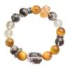 Pulsera de Cinco Elementos con Deficiencia de Tierra para Hombres y Mujeres, Pulsera de Cristal Amarillo Natural de Cuenco del Tesoro, Joyería para Equilibrar la Energía